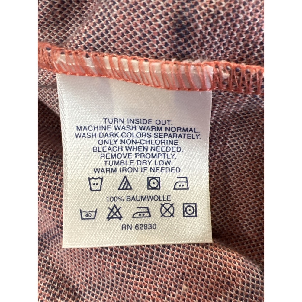 Lands' End Polo Shirt Pink W/Navy & White Stripes Mens SZ Large Classic Preppy - Picture 12 of 16